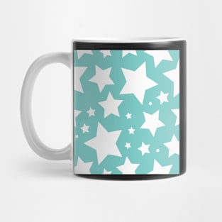 White star print on turquoise Mug